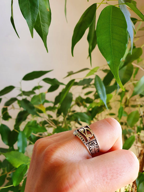 Eye of Horus Silver Ring / Ancient Egypt / Ra / Hieroglyphics / Ethnic / rustic, yoga, hippie, gypsy, pretty, psy, boho, bohemian, festival