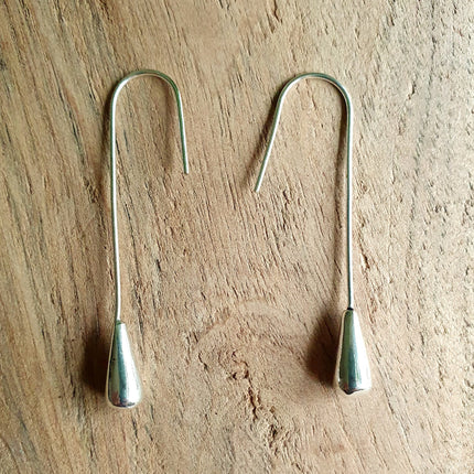 Minimalist Silver Pendant Drop Earrings / Long Chic Ethnic Boho Classic Bohemian Chic Gypsy Spiral Hippie Festival Tribal style