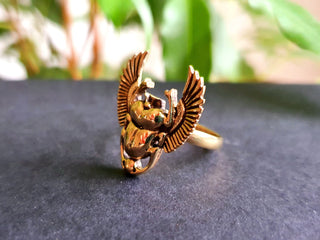 Gold Scarab Ring / Beetle Ring / Ancient Egypt / Brass / Ethnic / Geometric, rustic, yoga, hippie, gypsy, psy, boho, bohemian, festival