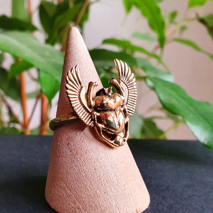 Gold Scarab Ring / Beetle Ring / Ancient Egypt / Brass / Ethnic / Geometric, rustic, yoga, hippie, gypsy, psy, boho, bohemian, festival