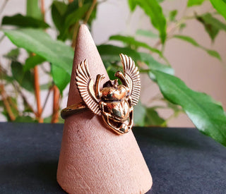 Gold Scarab Ring / Beetle Ring / Ancient Egypt / Brass