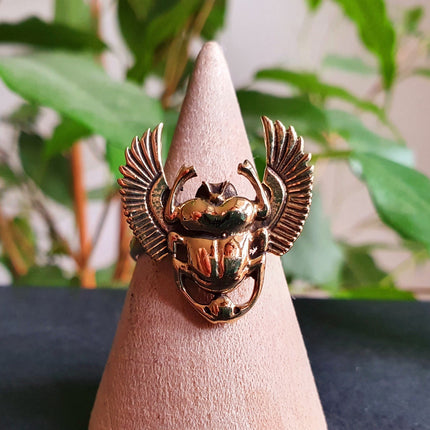 Gold Scarab Ring / Beetle Ring / Ancient Egypt / Brass / Ethnic / Geometric, rustic, yoga, hippie, gypsy, psy, boho, bohemian, festival