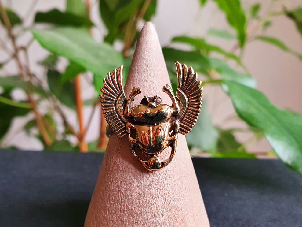 Gold Scarab Ring / Beetle Ring / Ancient Egypt / Brass / Ethnic / Geometric, rustic, yoga, hippie, gypsy, psy, boho, bohemian, festival