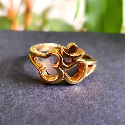 Gold Ohm Ring / Yoga / Om / Boho / Brass; Ethnic, Geometric, Small, Rustic, Yoga, Hippie, Gypsy, Pretty, Ssy, Boho, Bohemian, Festival