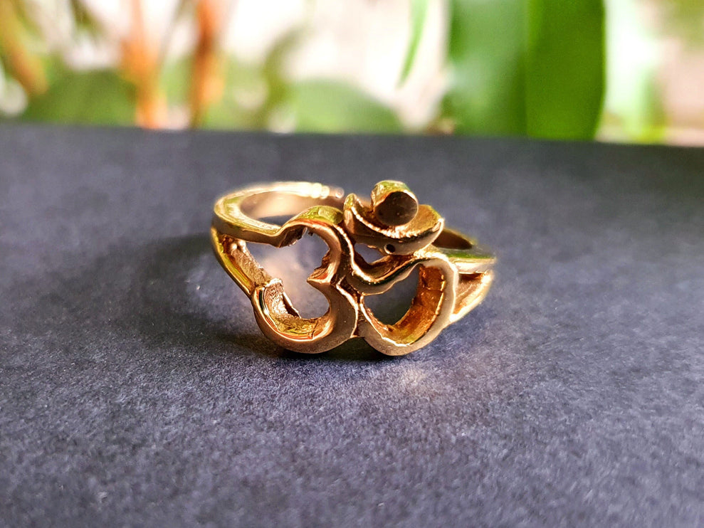 Gold Ohm Ring / Yoga / Om / Boho / Brass; Ethnic, Geometric, Small, Rustic, Yoga, Hippie, Gypsy, Pretty, Ssy, Boho, Bohemian, Festival