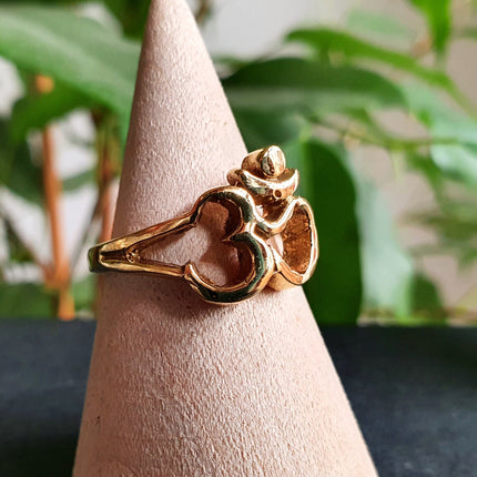 Gold Ohm Ring / Yoga / Om / Boho / Brass; Ethnic, Geometric, Small, Rustic, Yoga, Hippie, Gypsy, Pretty, Ssy, Boho, Bohemian, Festival