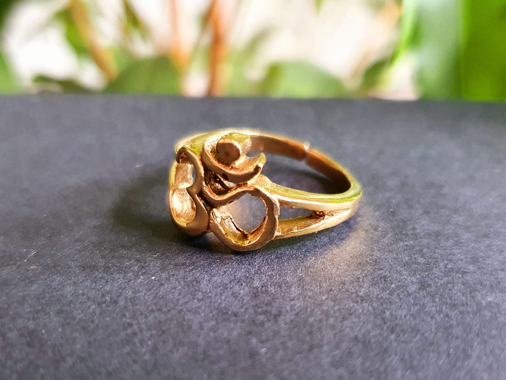 Gold Ohm Ring / Yoga / Om / Boho / Brass; Ethnic, Geometric, Small, Rustic, Yoga, Hippie, Gypsy, Pretty, Ssy, Boho, Bohemian, Festival