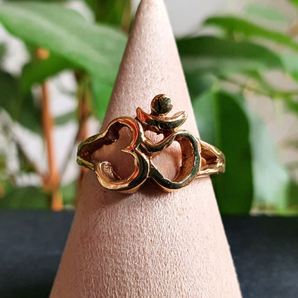 Gold Ohm Ring / Yoga / Om / Boho / Brass; Ethnic, Geometric, Small, Rustic, Yoga, Hippie, Gypsy, Pretty, Ssy, Boho, Bohemian, Festival