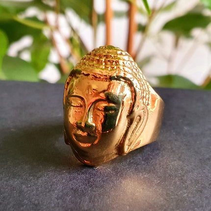 Gold Buddha Ring / Signet Ring / Buddhist / Yoga / Unisex / Mens Ring / Ethnic / Boho / Mens jewelery / mens gift