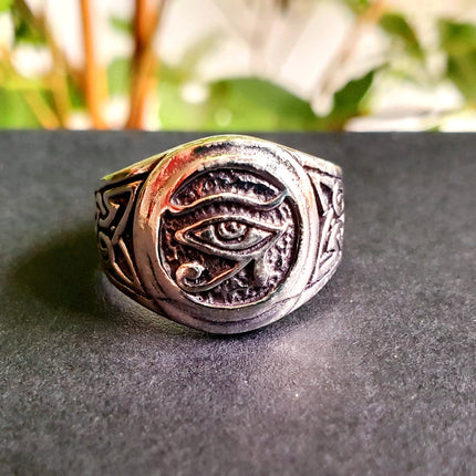 Eye of Horus Silver Ring / Ancient Egypt / Ra / Hieroglyphics / Ethnic / rustic, yoga, hippie, gypsy, pretty, psy, boho, bohemian, festival