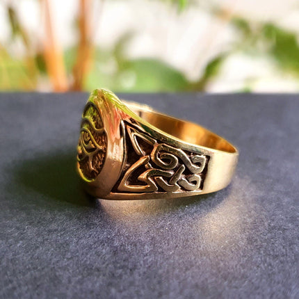 Eye of Horus Gold Ring / Ancient Egypt / Ra / Hieroglyphics / Brass / Ethnic / rustic, yoga, hippie, gypsy, boho, bohemian, festival