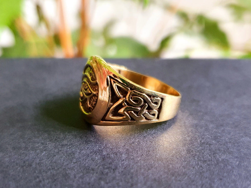 Eye of Horus Gold Ring / Ancient Egypt / Ra / Hieroglyphics / Brass / Ethnic / rustic, yoga, hippie, gypsy, boho, bohemian, festival