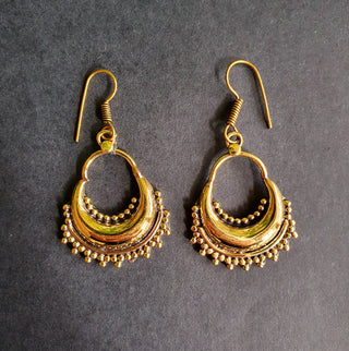 Ethnic Brass Dangle Earrings / Illuminati / Mandala / Geometric / Rustic / Hippie / Gypsy / Psy / Boho / Bohemian /