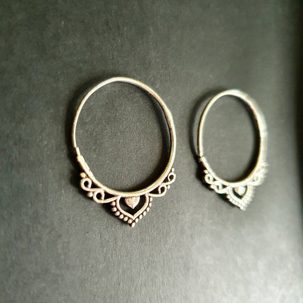 Small Boho Silver Hoop Earrings; Ethnic, Geometric, Small, Rustic, Yoga, Hippie, Gypsy, Pretty, Ssy, Boho, Bohemian, Festival