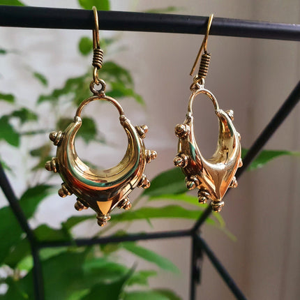 Ethnic Brass Dangle Earrings / Illuminati / Mandala / Geometric / Rustic / Hippie / Gypsy / Psy / Boho / Bohemian /