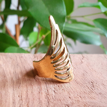 Gold Angel Wings Ring / Brass / Ethnic, Geometric, rustic, yoga, hippie, gypsy, pretty, psy, boho, bohemian, festival