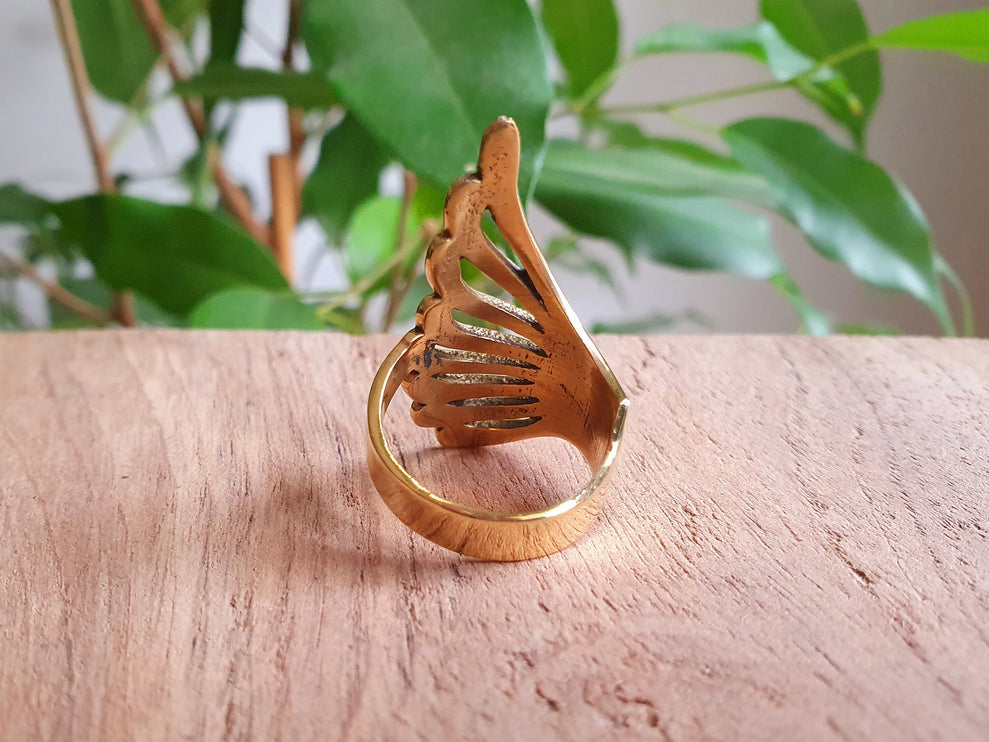 Gold Angel Wings Ring / Brass / Ethnic, Geometric, rustic, yoga, hippie, gypsy, pretty, psy, boho, bohemian, festival