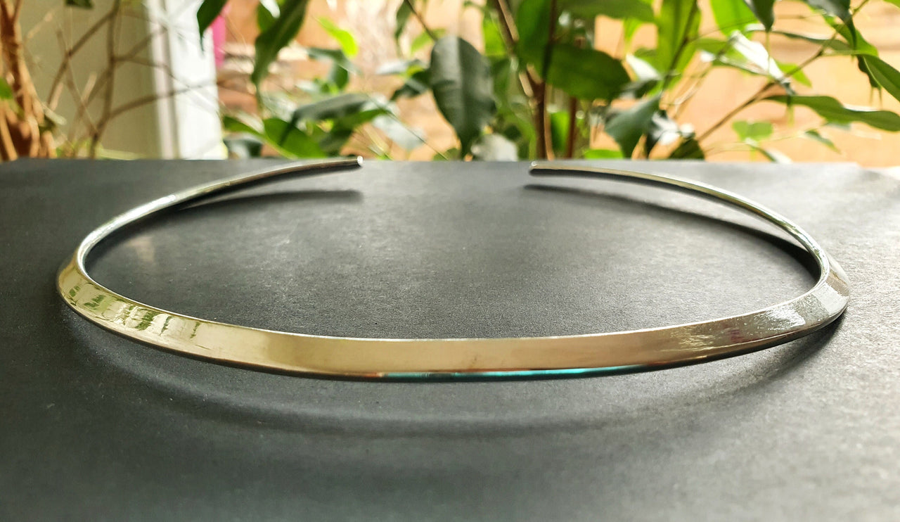 Silver Choker Brass Necklace / Rustic / Gypsy / Lightweight / Boho / Tribal / Hippie / Rustic / Vegan /