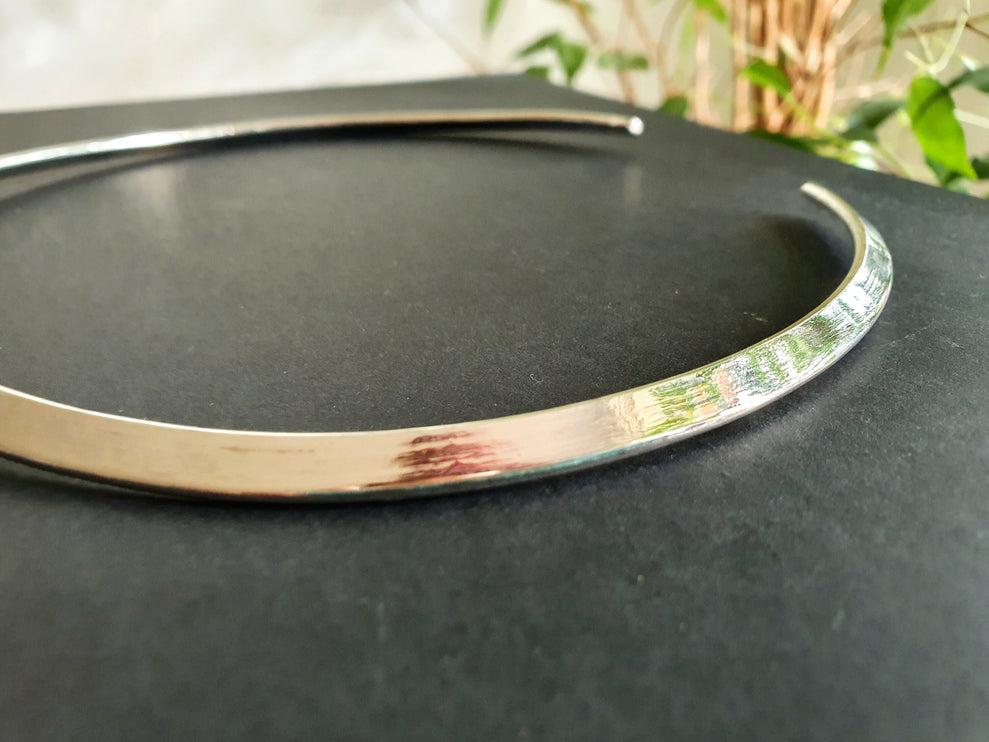 Silver Choker Brass Necklace / Rustic / Gypsy / Lightweight / Boho / Tribal / Hippie / Rustic / Vegan /