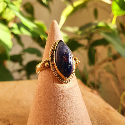 Lapis Lazuli Brass Ring / Bohemian / Ethnic / Festival / BirthStone / Gypsy / Tribal / Boho / Hippie / Festival / Rustic / Psy