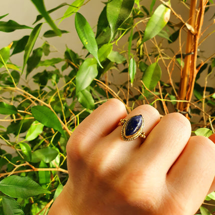 Lapis Lazuli Brass Ring / Bohemian / Ethnic / Festival / BirthStone / Gypsy / Tribal / Boho / Hippie / Festival / Rustic / Psy