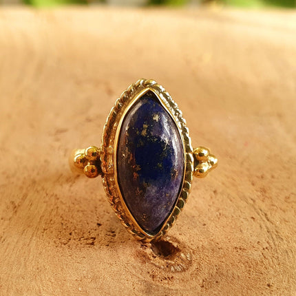 Lapis Lazuli Brass Ring / Bohemian / Ethnic / Festival / BirthStone / Gypsy / Tribal / Boho / Hippie / Festival / Rustic / Psy