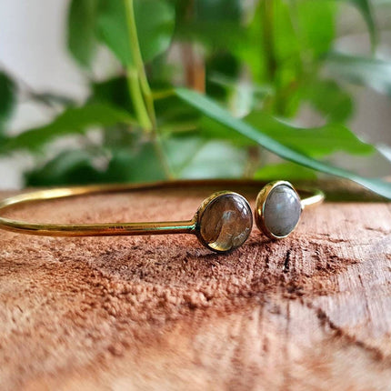 Labradorite Boho Bracelet / Bangle / Brass / Ethnic / Rustic / Bohemian / Hippie / Gypsy / Psy / Chic / Jewellery / Body / Adjustable