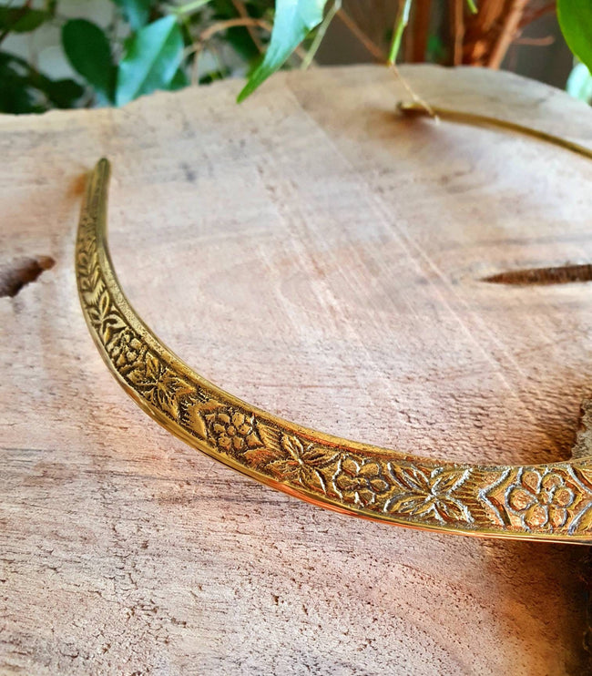 Ethnic Choker Brass Necklace / Rustic / Gypsy / Lightweight / Boho / Tribal / Hippie / Rustic / Vegan / Aztec