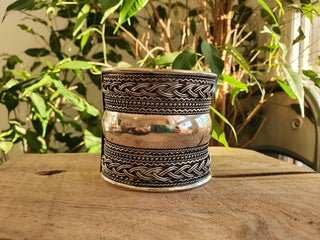 Large Silver Cuff Bracelet / Tribal / Celtic / Boho / Ethnic / Rustic / Bohemian / Hippie / Gypsy / Jewellery / Adjustable