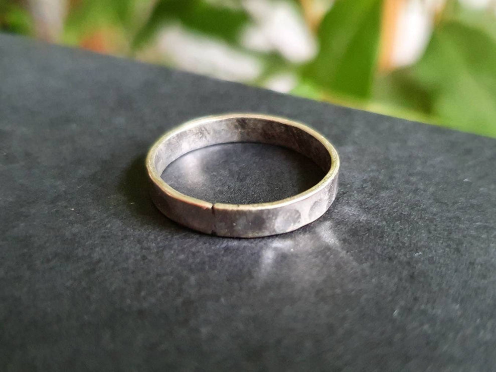 Simple Silver Ring Hammered Effect / Stacking Ring / Boho / Bohemian / Psy / Rustic / Tribal / Gypsy / Festival / Healing / Festival