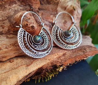 Silver Ethnic Labradorite Earrings Ethnic, Blue Stone , rustic, yoga, hippie, gypsy, pretty, psy, boho, bohemian, festival