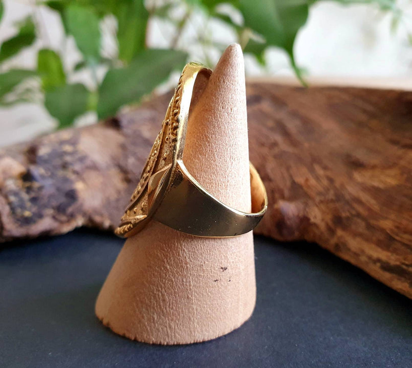 Gold Tuareg Ring / Mens Ring / African ring / Signet Ring / Mayan / Boho / Ethnic / Rustic / Gypsy / Psy / Thumb / Psy