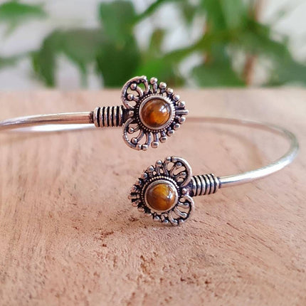 Boho Heart Bracelet / Bangle / Tiger Eye / Silver / Ethnic / Rustic / Bohemian / Hippie / Gypsy / Love / Jewellery / Body / Adjustable