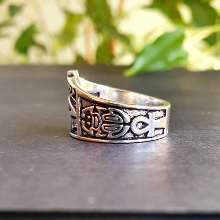 Eye of Horus Silver Ring / Ancient Egypt / Ra / Hieroglyphics / Ethnic / rustic, yoga, hippie, gypsy, pretty, psy, boho, bohemian, festival