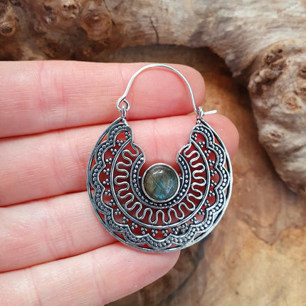 Silver Ethnic Labradorite Earrings Ethnic, Blue Stone , rustic, yoga, hippie, gypsy, pretty, psy, boho, bohemian, festival