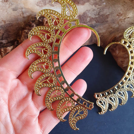 Ear Cuff Brass Feather design / Tribal / Boho / Costume / Fancy Dress / Cosplay / Festival Jewellery / Indian /