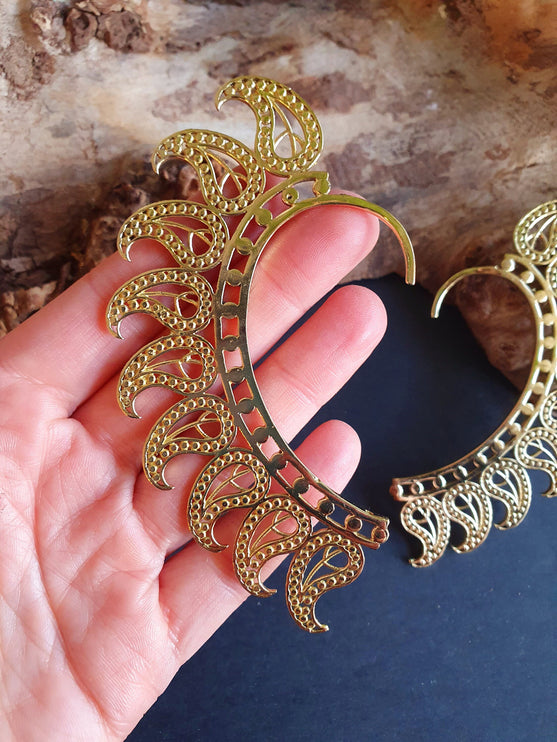 Ear Cuff Brass Feather design / Tribal / Boho / Costume / Fancy Dress / Cosplay / Festival Jewellery / Indian /