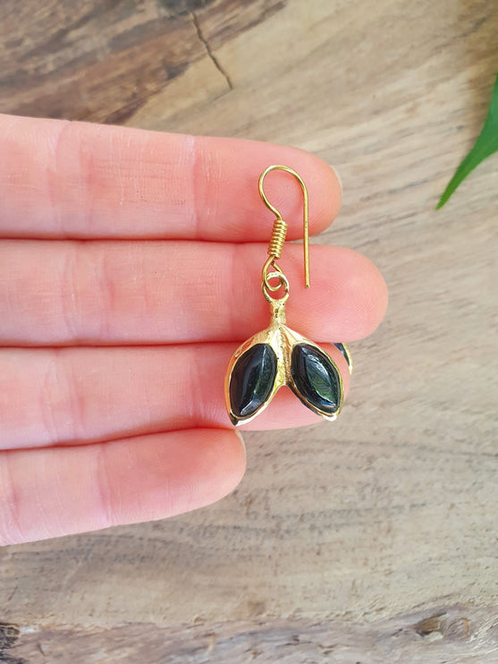 Black Onyx Small Drop Dangle earrings Ethnic, rustic, yoga, hippie, gypsy, pretty, psy, boho, bohemian, festival