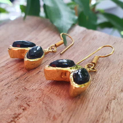 Black Onyx Small Drop Dangle earrings Ethnic, rustic, yoga, hippie, gypsy, pretty, psy, boho, bohemian, festival