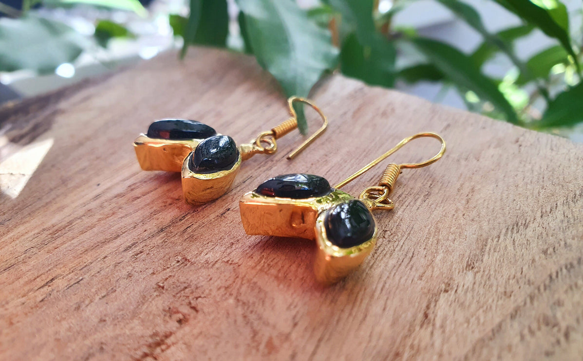 Black Onyx Small Drop Dangle earrings Ethnic, rustic, yoga, hippie, gypsy, pretty, psy, boho, bohemian, festival