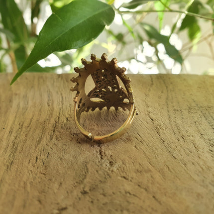 Golden Hamsa Ring / Fatima / Egypt / Hieroglyphics / Brass / Ethnic / rustic, yoga, hippie, gypsy, boho, bohemian, festival