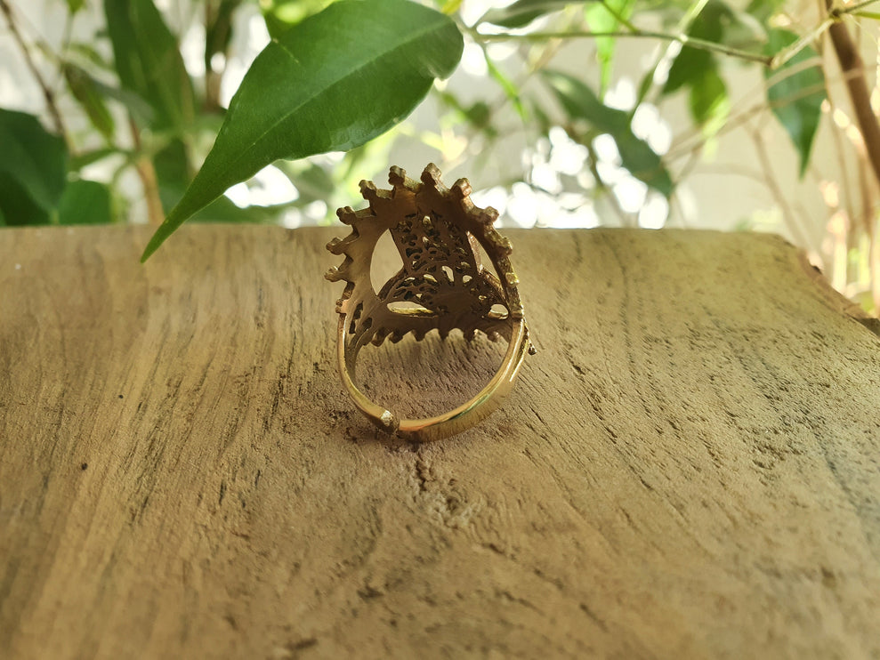 Golden Hamsa Ring / Fatima / Egypt / Hieroglyphics / Brass / Ethnic / rustic, yoga, hippie, gypsy, boho, bohemian, festival