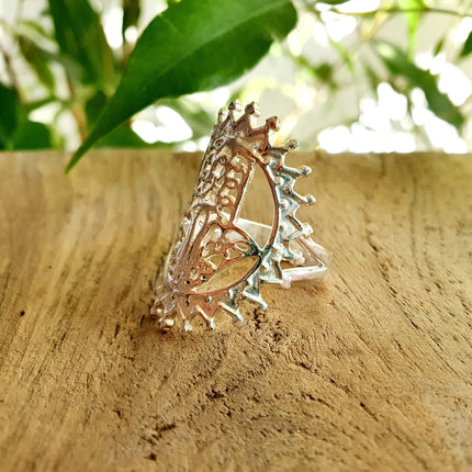 Silver Hamsa Ring / Fatima / Egypt / Hieroglyphics / Brass / Ethnic / rustic, yoga, hippie, gypsy, boho, bohemian, festival