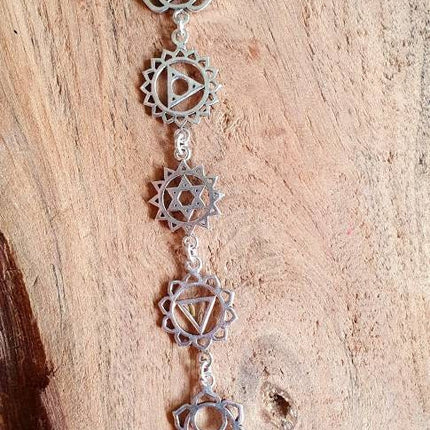 Seven 7 Chakras Necklace / Hypoallergenic / Silver / Yoga / Reiki / Boho / Hippie / Rustic / Ethnic / Crystals / Third Eye / Illuminati