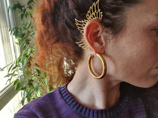 Golden Angel Wings Ear Cuff Brass / Tribal / Boho / Unisex / Mens Jewellery / Costume / Fancy Dress / Cosplay / Festival Jewellery /