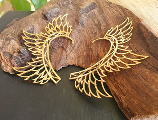 Golden Angel Wings Ear Cuff Brass / Tribal / Boho / Unisex / Mens Jewellery / Costume / Fancy Dress / Cosplay / Festival Jewellery /