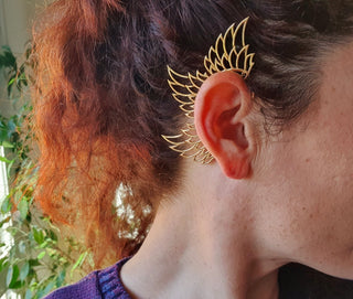 Golden Angel Wings Ear Cuff Brass / Tribal / Boho / Unisex / Mens Jewellery / Costume / Fancy Dress / Cosplay / Festival Jewellery /