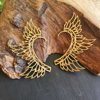 Golden Angel Wings Ear Cuff Brass / Tribal / Boho / Unisex / Mens Jewellery / Costume / Fancy Dress / Cosplay / Festival Jewellery /
