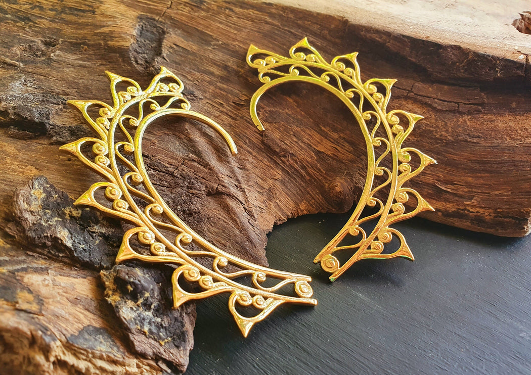 Golden Ear Cuff Brass / Cosplay / Costume / Boho / Unisex / Mens Jewellery / Fancy Dress / Tribal / Festival Jewellery /