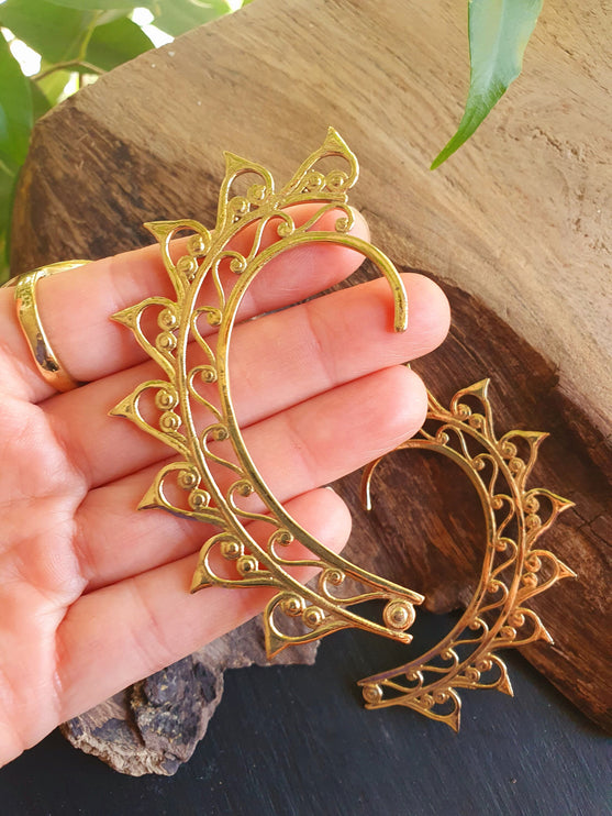 Golden Ear Cuff Brass / Cosplay / Costume / Boho / Unisex / Mens Jewellery / Fancy Dress / Tribal / Festival Jewellery /